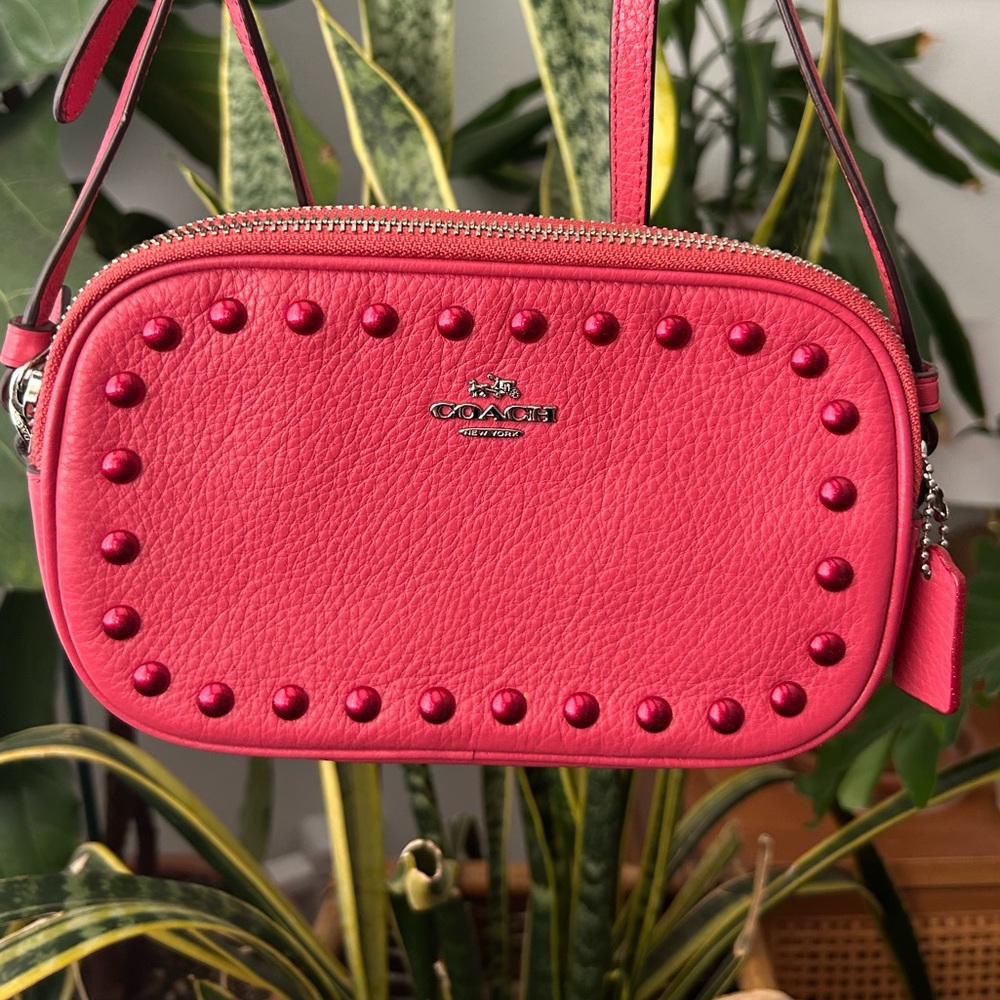Coach Pink Studded Crossbody Pouch Bag 57587